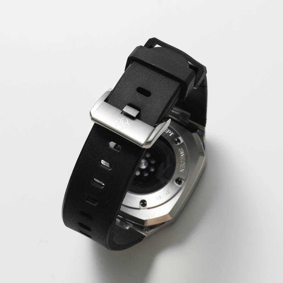 GOLDEN CONCEPT ゴールデンコンセプト Apple Watch Series 7 8 9 アップルウォッチケース SP41 SP45  ステンレススチール ラバーベルト Silver/Jet-Black