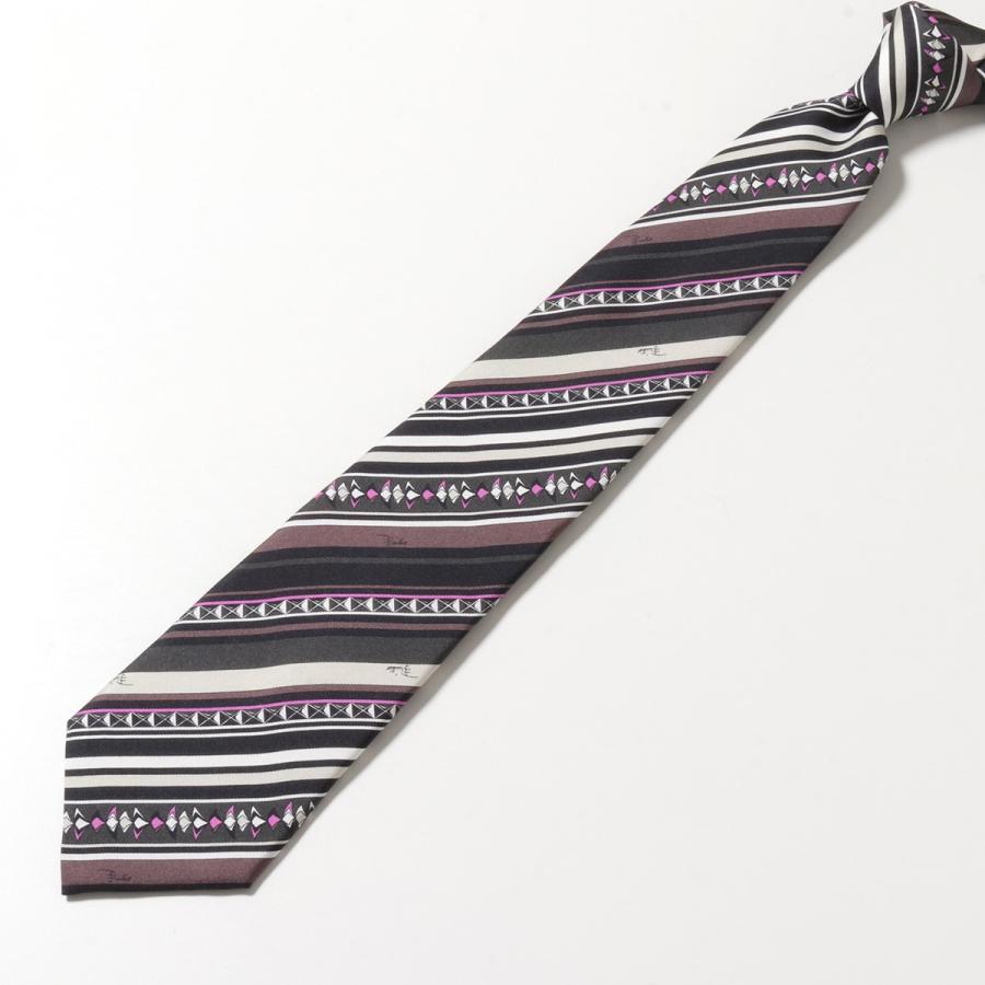 EMILIO PUCCI エミリオプッチ ネクタイ パープル グレー EMILIO PUCCI（エミリオプッチ） ネクタイ JI788 メンズ イタリア製