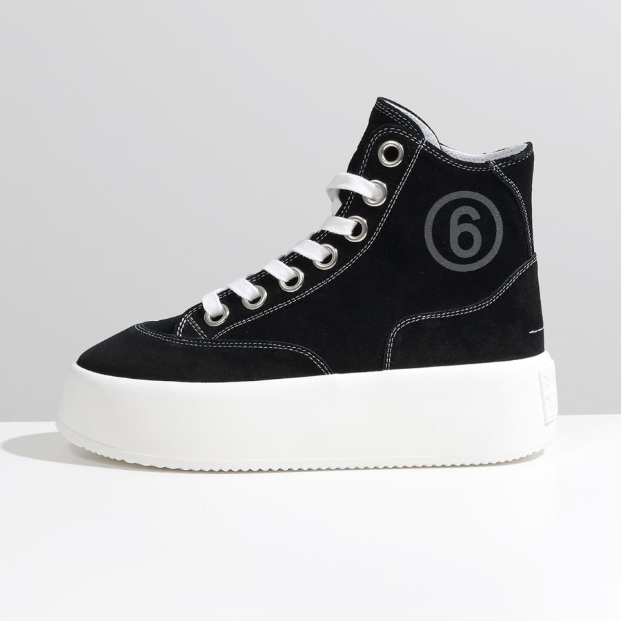 【美品】MM⑥ ハイカットレザースニーカー MM6 Maison Margiela ハイカット レザースニーカー | ブラック