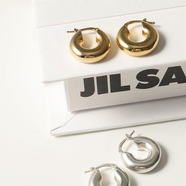 新品 JIL SANDER ジルサンダー チャンキー フープ ロゴ ピアス JIL SANDER チャンキーフープピアス シルバー ジルサンダー 新品 JIL