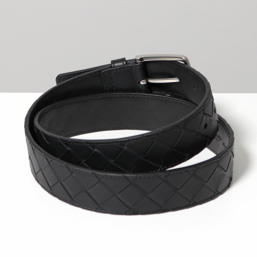 BOTTEGA VENETA レザー ベルト 黒 イントレチャート ピッコロ ベルト のために メンズ で ブラック