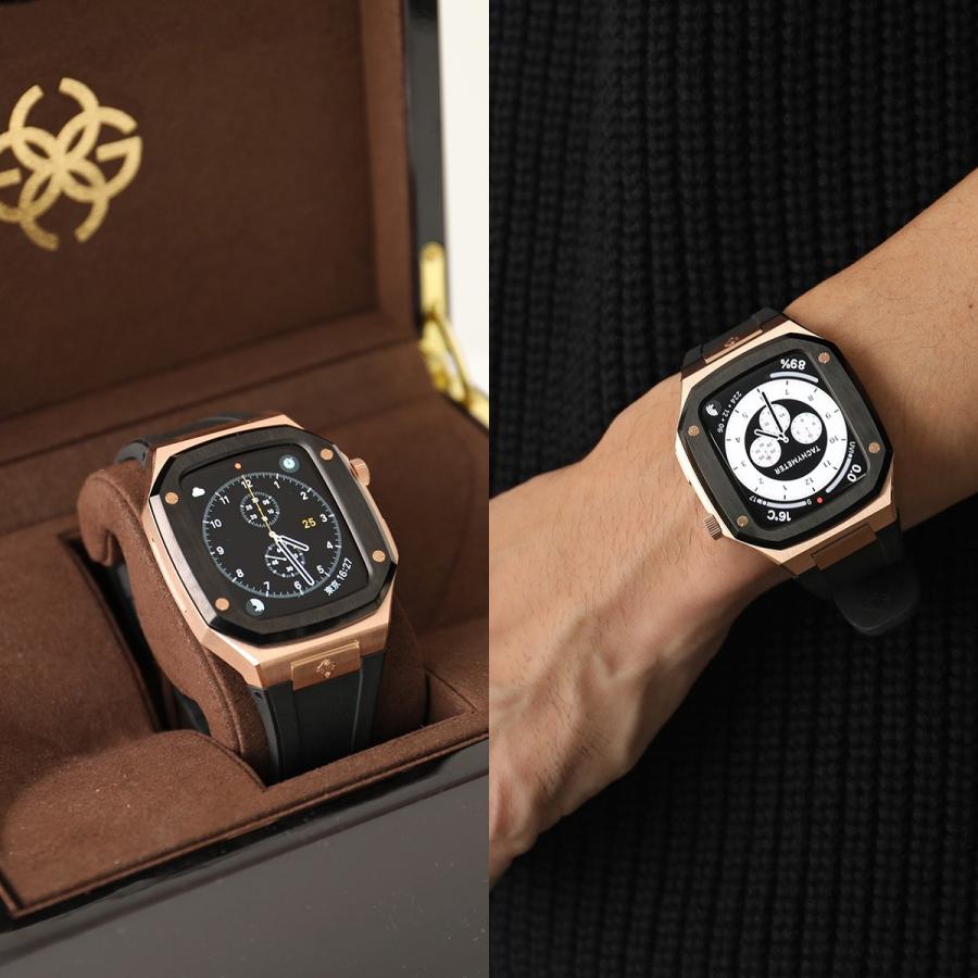 GOLDEN CONCEPT ゴールデンコンセプト Apple Watch Series 7 8 アップルウォッチケース SPW45 メンズ  ステンレススチール ラバーベルト Silver/Blue