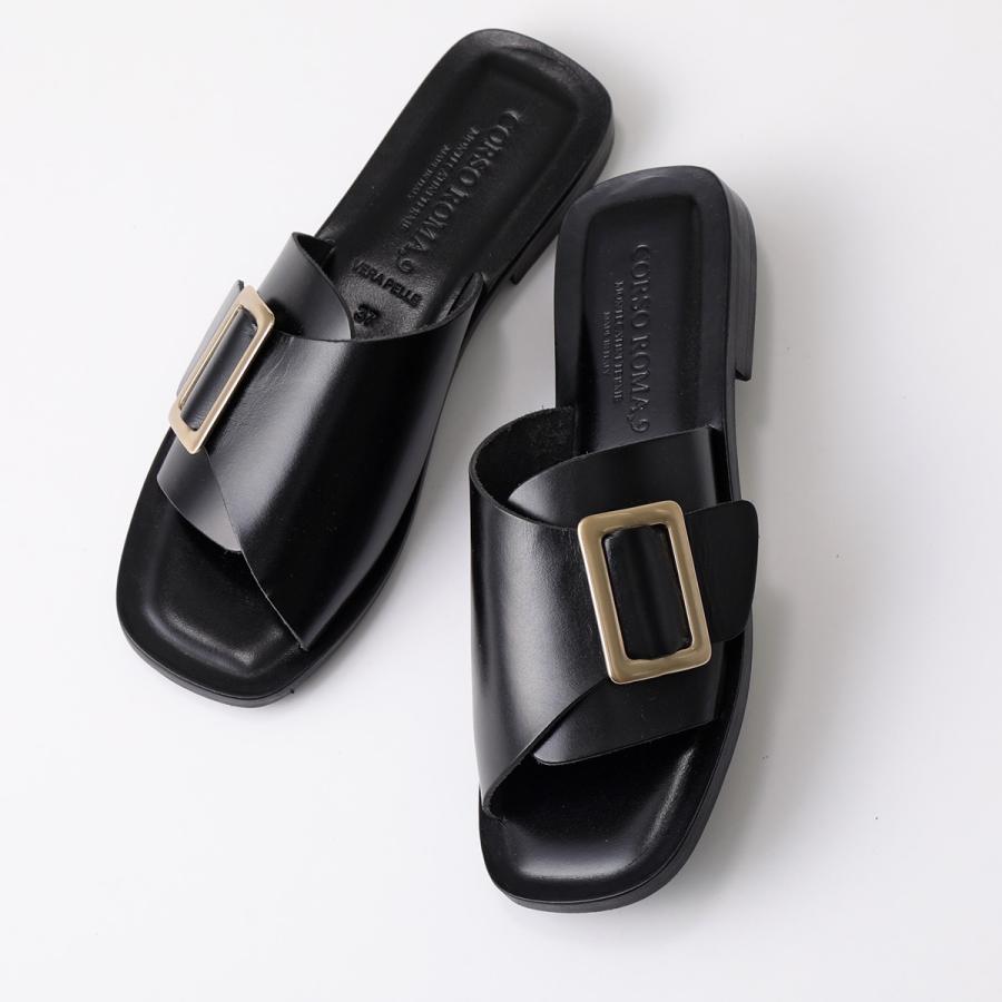 CORSO ROMA,9 レザーサンダル ブラック 38 BEARDSLEY 新品 BEARDSLEY