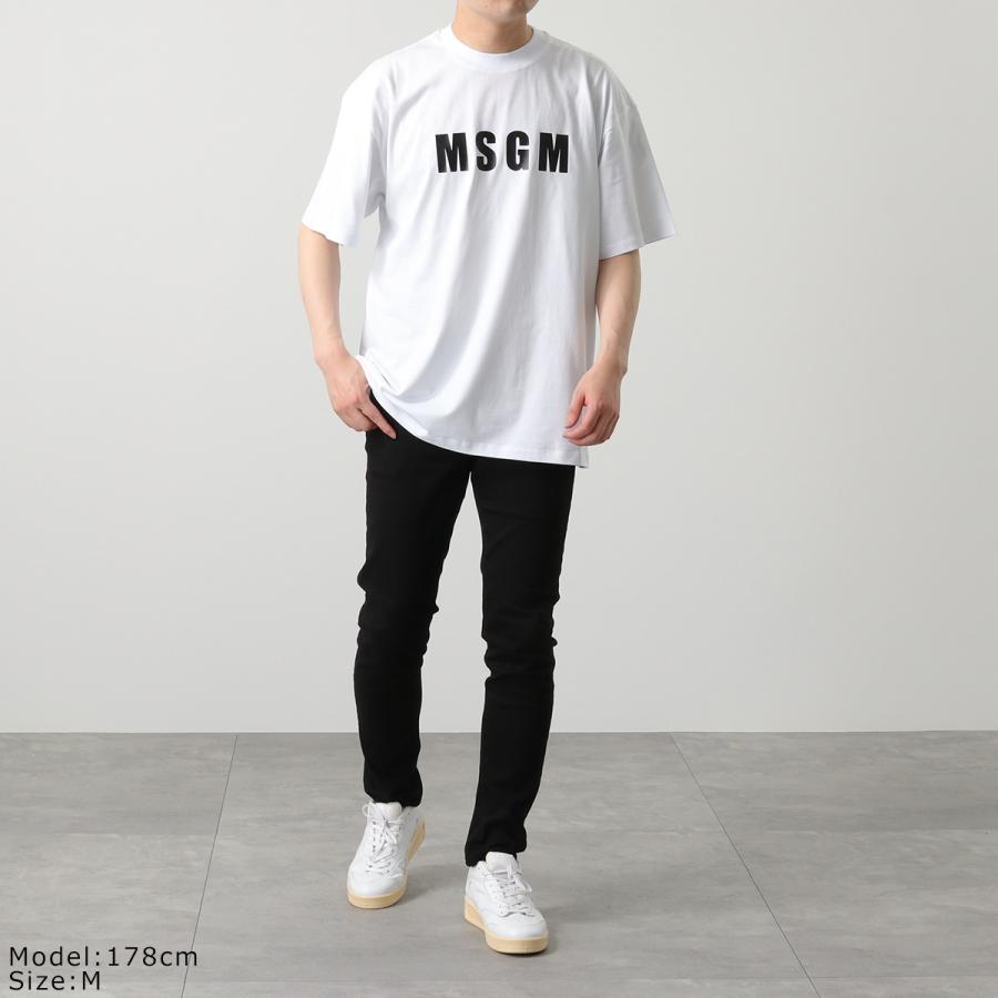 MSGM 黒 Sサイズ Tシャツ　イタリア製 国内即発】MM6 ナンバーロゴプリント サテン Tシャツ (MM6