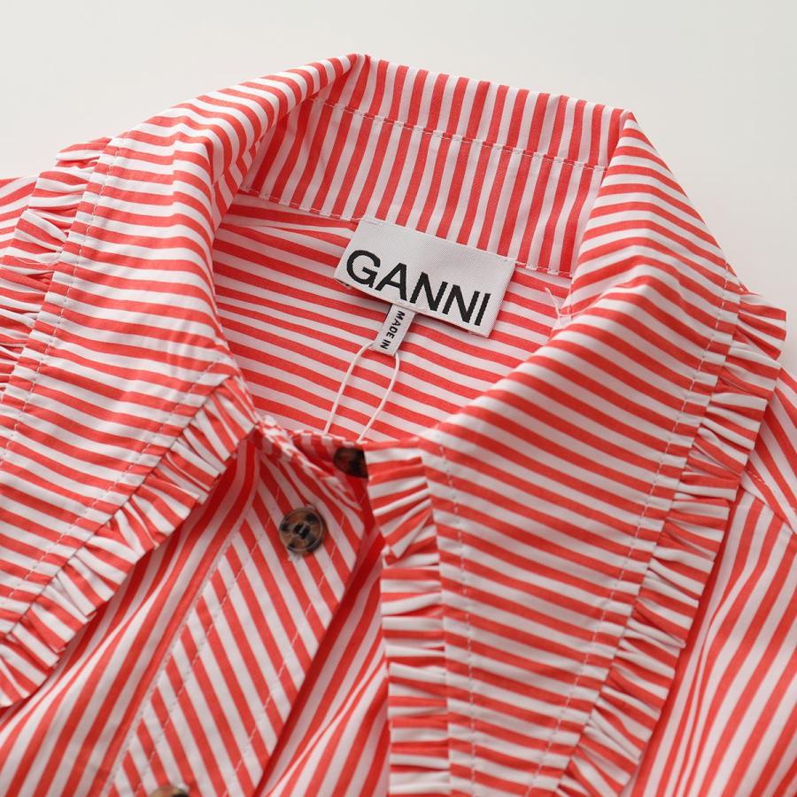 GANNI ガニー シャツ F6770 6475 レディース 長袖 ブラウス フリル 