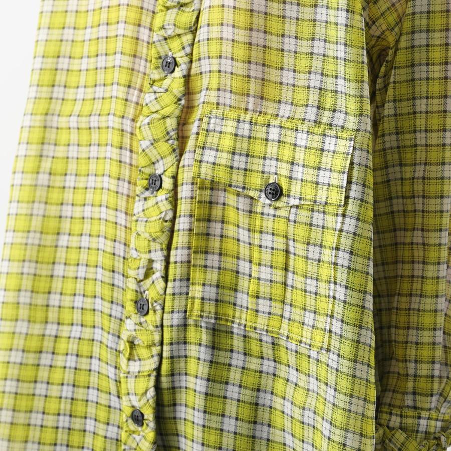 GANNI ガニー シャツ F6812 6486 レディース 長袖 チェック柄 サイド