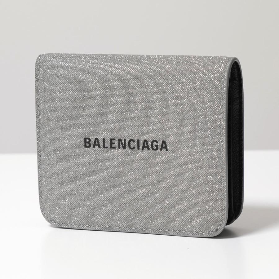 BALENCIAGA バレンシアガ 二つ折り財布 CASH 594216 2102O レディース ラメ グリッター ミニ財布 ロゴ 1501/GREY
