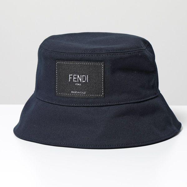 FENDI フェンディ バケットハット FXQ801 AIKH メンズ コットン ロゴ 帽子 F0QA2/BLUE :340617036