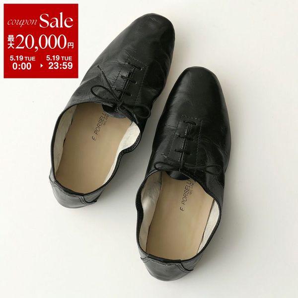 E. Porselli ブラックフラットシューズ E.PORSELLI PORSELLI（ポルセリ） バレエシューズ / レディース 靴