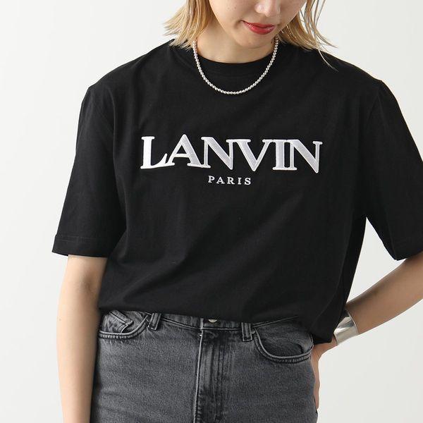 当店だけの限定モデル LANVIN ランバン 半袖 Tシャツ LOGO EMBROIDERED RM TS0005 J208 P22 レディース クルーネック ロゴ 刺繍 10/BLACK 半袖