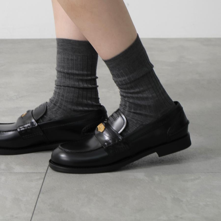 ミュウミュウ ヴィンテージ加工 ローファー ブラウン レザー 本革 36 ミュウミュウ ヴィンテージ加工 コインローファー ブラウン