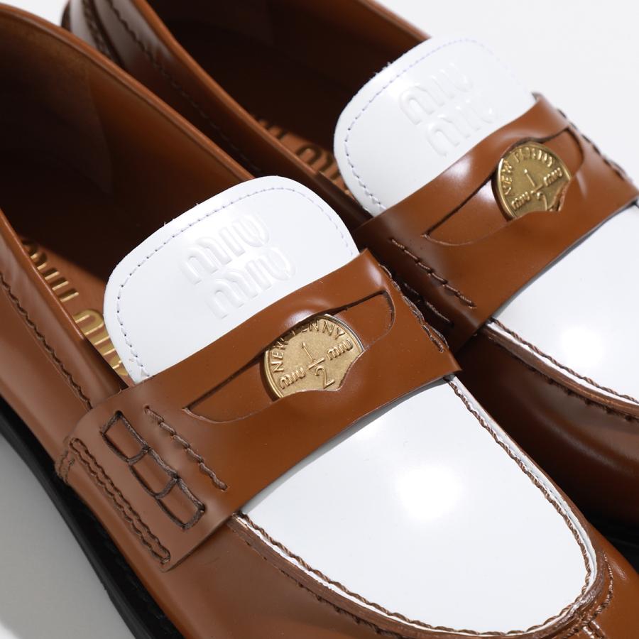 MIU MIU イタリア製 メタリックレザー バイカラーローファー 35 靴 - 靴