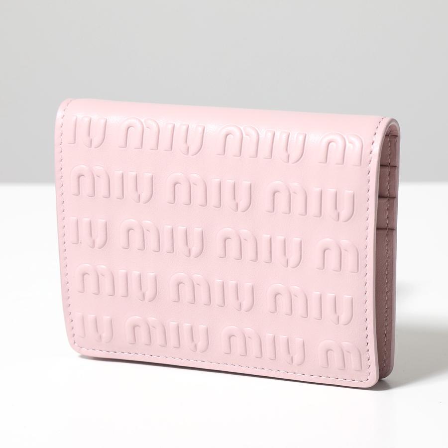 【未使用品】miumiuロゴ レザー 二つ折り財布 5MV204 新品同様 MiuMiu】Compact Wallet ロゴ コンパクト レザー二つ折り財布 (MiuMiu