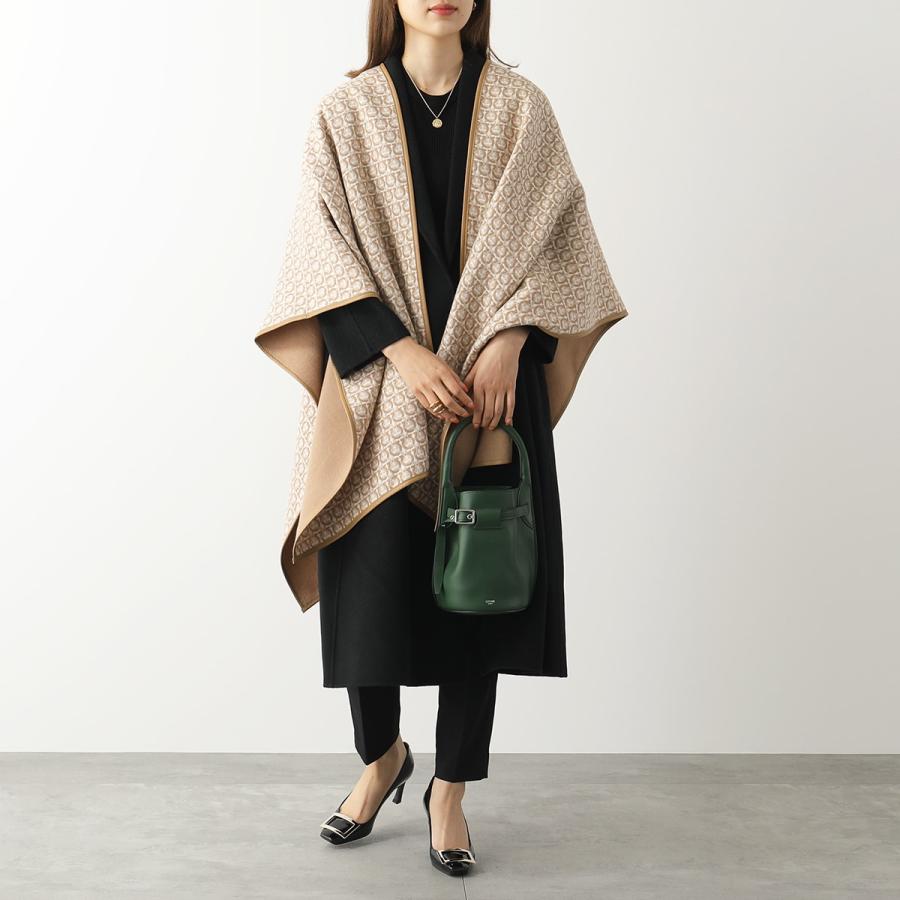 FERRAGAMO フェラガモ ポンチョ 32 7984 カーフレザー ウール FERRAGAMO フェラガモ ポンチョ 32 7984 カーフレザー ウール