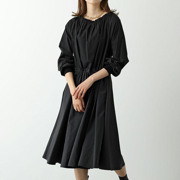 Moncler モンクレール ワンピース 2g 2699u レディース 異素材切替 ギャザーネック リボン オープンバック ドレス ロング丈 アイコンパッチ 長袖 999 インポートセレクト Musee 通販 Yahoo ショッピング