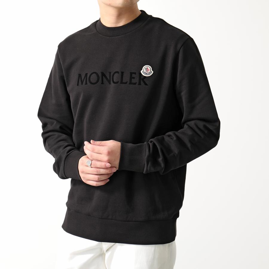 MONCLER モンクレール スウェットシャツ 8G00048 809KR メンズ クルーネック トレーナー フロッキープリント ロゴ アイコンパッチ  カラー2色