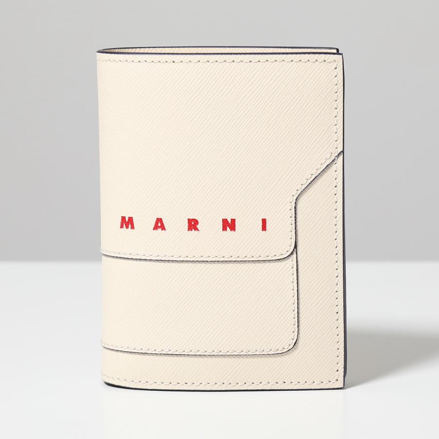 【美品】MARNI (マルニ) サフィアーノレザー 二つ折り 財布 ホワイト サフィアーノレザー 二つ折りウォレット | Marni