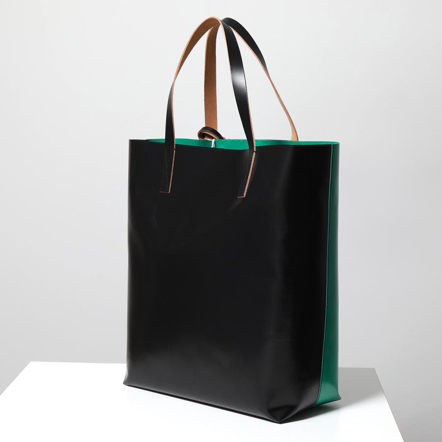 美品 MARNI バイカラー レザートートバッグ ブラック グリーン MARNI（マルニ） トートバッグ SHMQ0044A0 P3572 メンズ PVC バイ