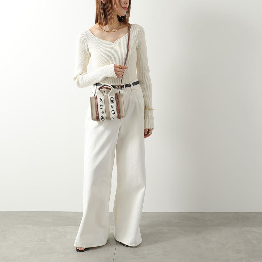 Chloe クロエ ウッディ スモールトート CHC22AS397I26 ショルダーバッグ リネンxカーフ ベージュ ムスクグレー/352108【中古】 Chloe（クロエ） スモールトートバッグ Woody ショルダーバッグ リネン