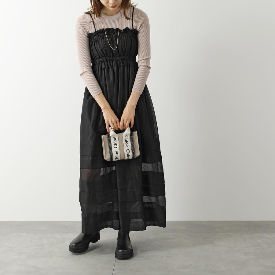 Chloe クロエ ショルダーバッグ WOODY MINI ウッディ ミニ CHC22AP237I26 レディース リネン キャンバス×レザー トート ハンドバッグ ロゴ 鞄 カラー3色の画像