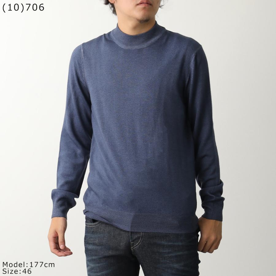 現行タグ グランサッソ 12G ウールソリッド モックネックニット guji 紺 GRAN SASSO（グランサッソ）12ゲージソフトコットンモックネック