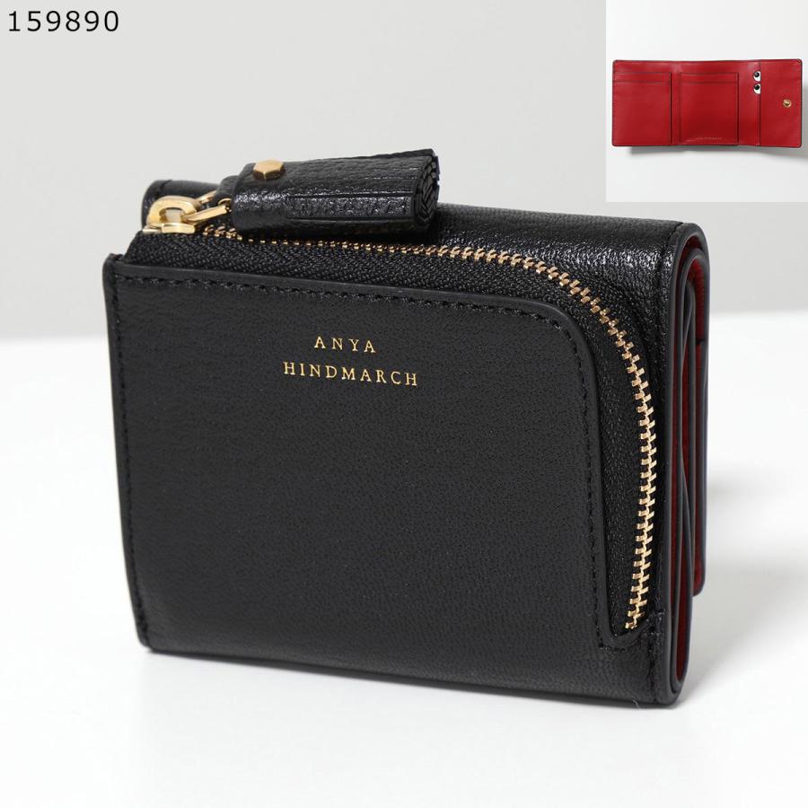 イギリス王室御用達ANYA HINDMARCH 三つ折り財布 ブラック リボン ANYA HINDMARCH（アニヤ・ハインドマーチ） 三つ折り財布 Mini Trifold