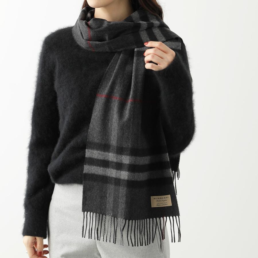 BURBERRY バーバリー マフラー GIANT CHECK CASHMERE SCARF  レディース カシミヤ フリンジ  バーバリーチェック CHARCOAL CHECK