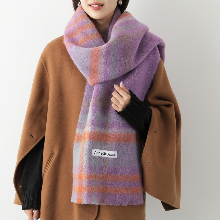 Acne Studios アクネストゥディオズ マフラー CA0146 FN-UX-SCAR000157 レディース ストール チェック柄 ロゴラベル  大判 カラー3色