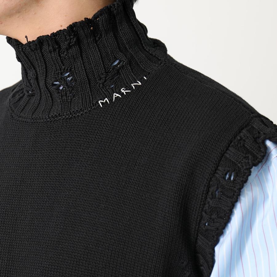 【新品未使用】MARNI/マルニ　ダメージニットベスト　ハイネック MARNI マルニ ベスト DVMG0045A0 UFC652 メンズ コットンニット ジレ