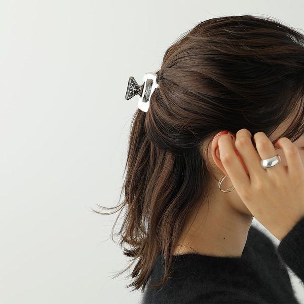 PRADA プラダ ヘアクリップ 1IF087 2BA6 レディース メタル 三角ロゴ ヘアアクセサリー 髪留め F0276/ACCIAIO