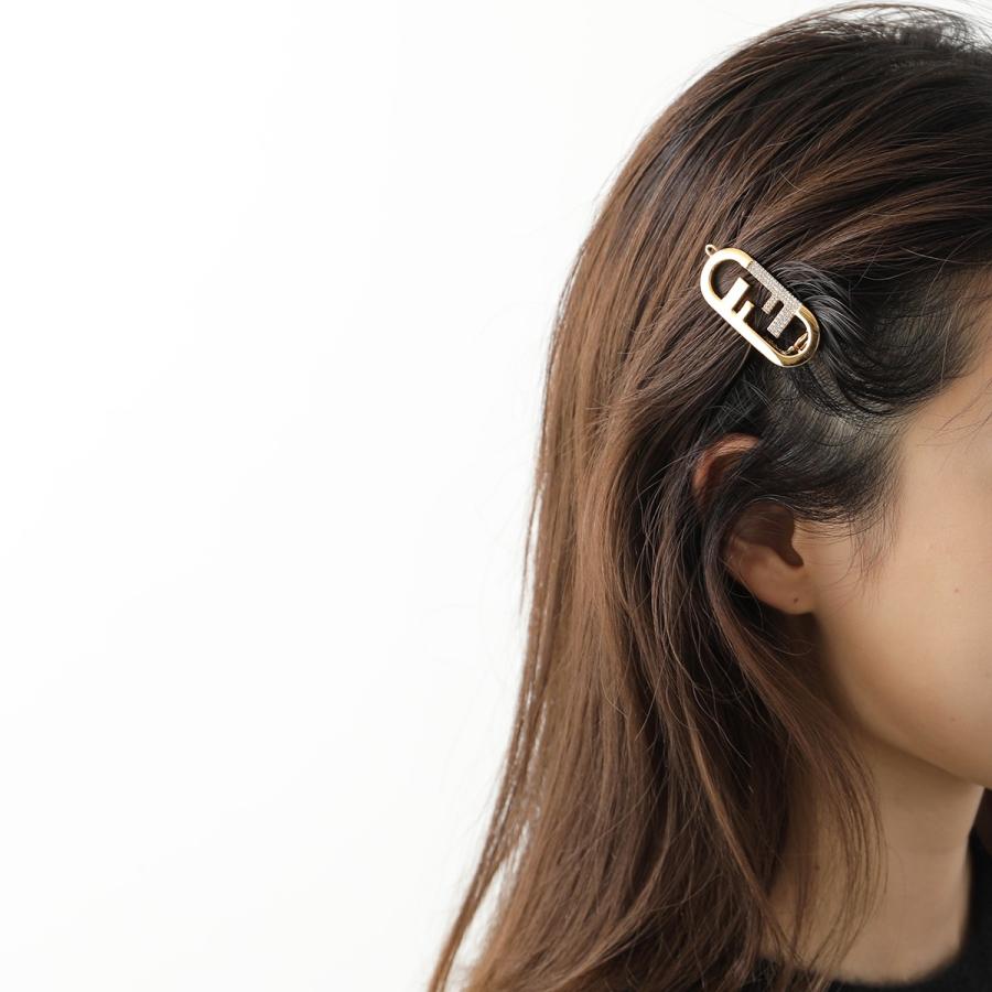 FENDI フェンディ ヘアクリップ 8AH325 A44G レディース オーロック ヘアピン 髪留め ヘアアクセサリー FFロゴ クリスタル