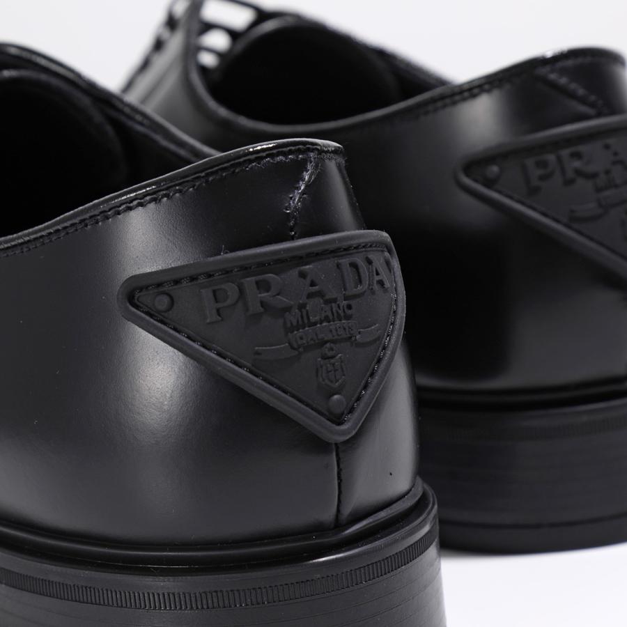 PRADA プラダ レースアップシューズ 2EG394 B4L メンズ ブラッシュドレザー 革靴 ビジネスシューズ トライアングルロゴ 靴  F0002/NERO