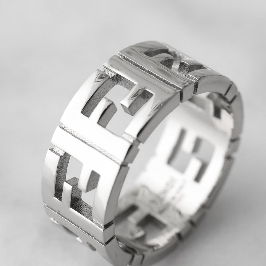 FENDI フェンディ リング FF 7AJ591 B08 メンズ FFモチーフ ロゴ メタル パラジウム ブラス アクセサリー 指輪 F0TH0/PALLADIUM | FENDI | 04