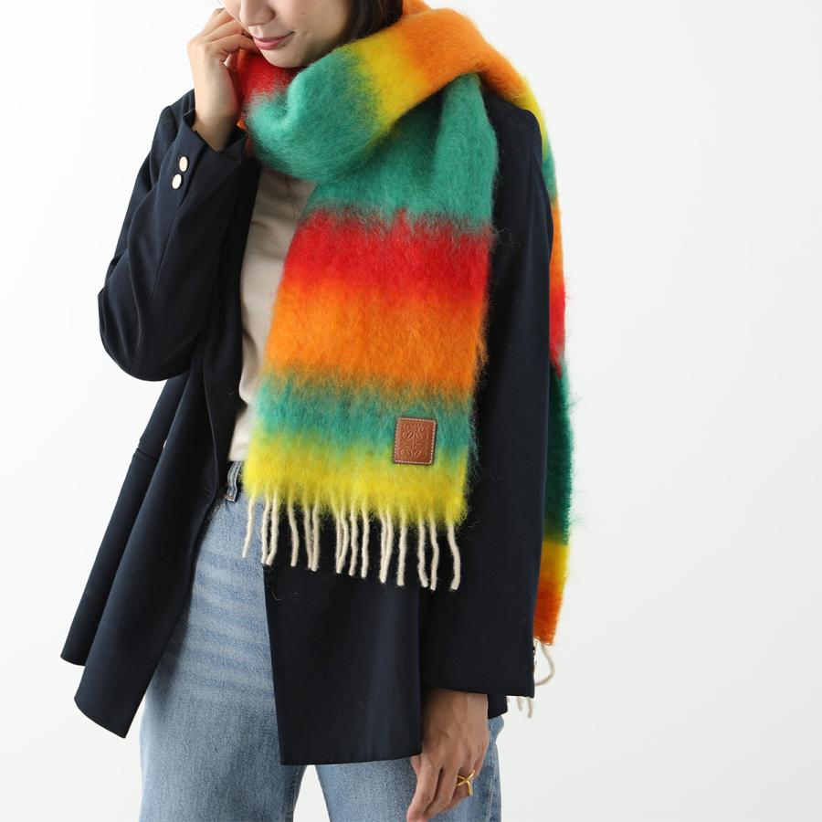 LOEWE ロエベ マフラー STRIPE MOH ストライプ モヘア F000487XDW レディース ウール混 アナグラム ロゴパッチ フリンジ  スカーフ カラー3色