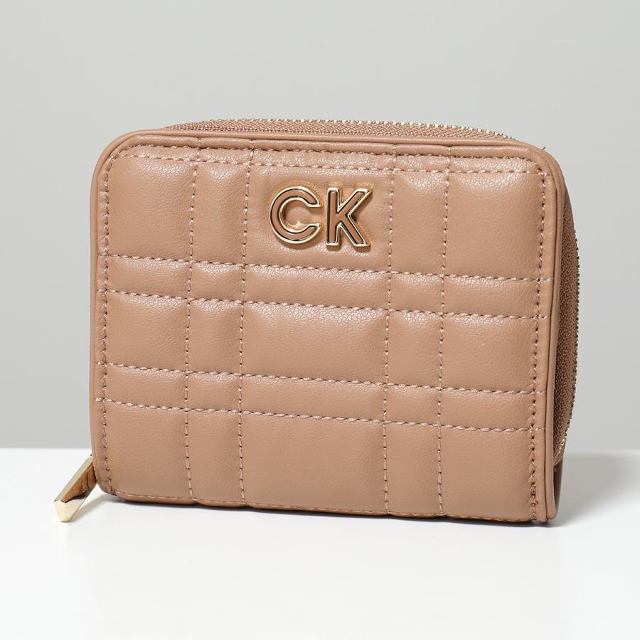 Calvin Klein カルバンクライン 二つ折り財布 K60K610003 レディース ラウンド ジップ ウォレット キルティング ロゴ  小銭入れあり カラー2色