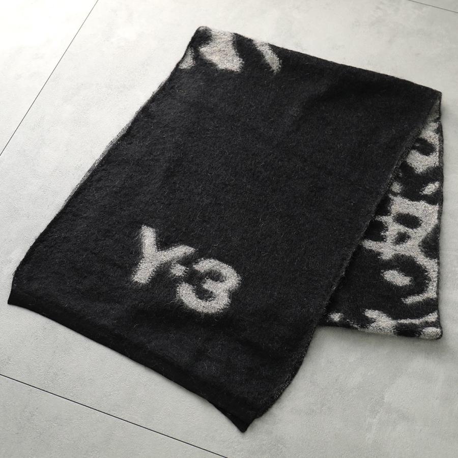 Y-3 ワイスリー マフラー AOP SCARF HM8324 レディース ストール スカーフ ウール モヘヤ アニマル BLACK/CORE WHITE｜s-musee｜03