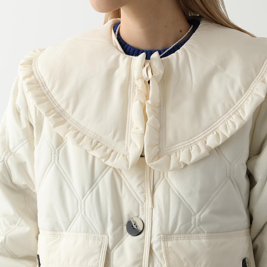 GANNI フリル キルティングジャケット size36 GANNI キルティング フリルジャケット カーキ 36