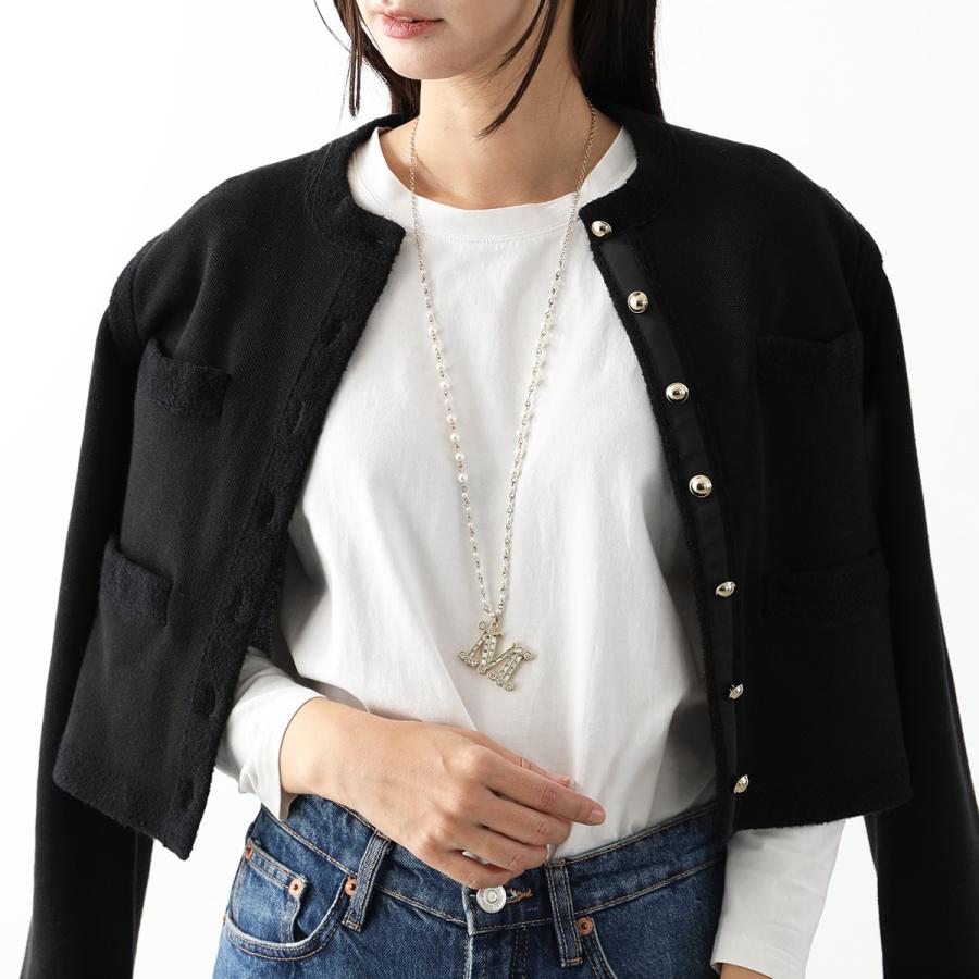 MAXMARA マックスマーラMロゴメタルビジューパールネックレス