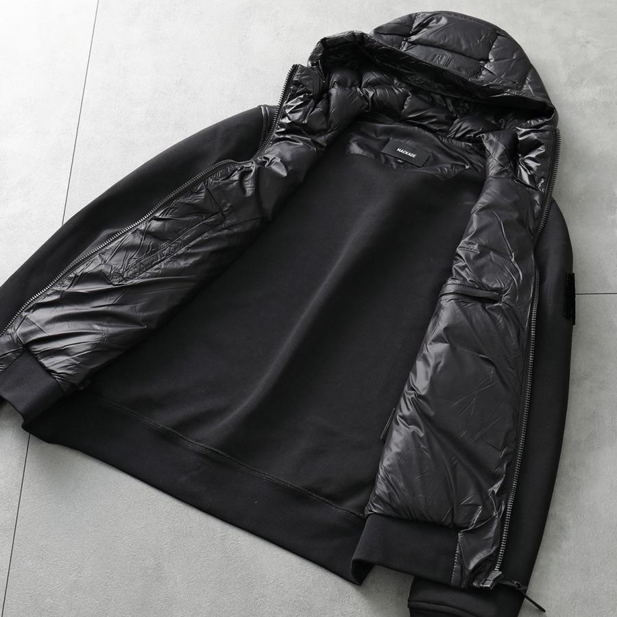 MACKAGE マッカージュ ライトダウンジャケット FRANK メンズ フード付き ジップアップ パーカー 異素材切替 ロゴ ブルゾン Black | Mackage | 07