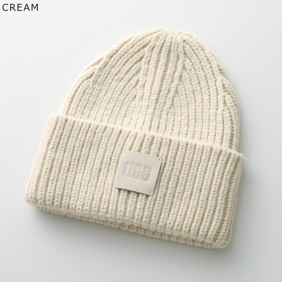 UGG チャンキーリブビーニー ホワイト UGG（アグ） ニット帽 W CHUNKY RIB BEANIE W LOGO 20061 メンズ