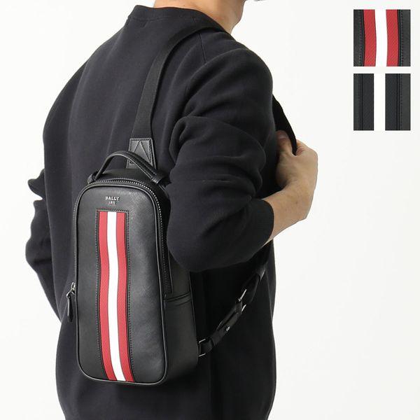 バリー ボディバッグ ロゴ レザー ブラック 斜めがけ　メンズ BALLY 】 バリー ロゴデザイン レザー ステッチ ショルダー / ボディ