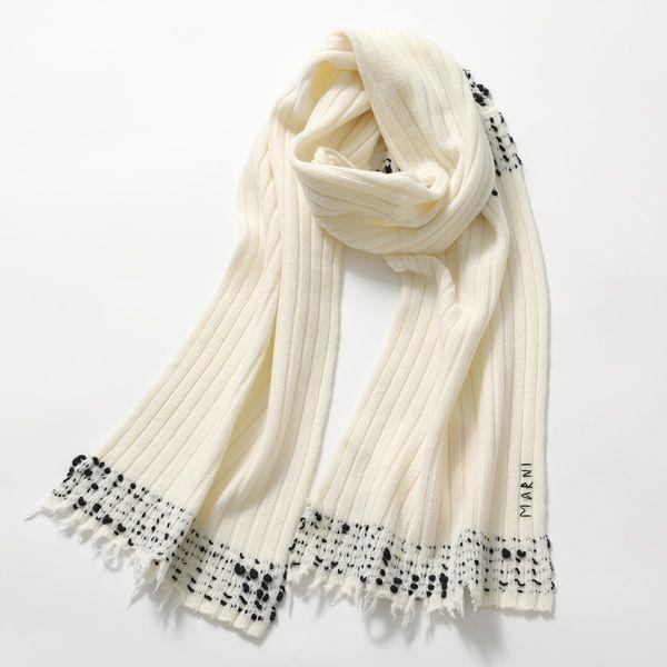 MARNI マルニ マフラー ストライプ ウール混紡 スカーフ ブラック