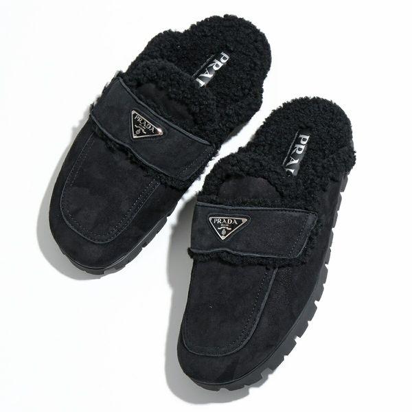 PRADA プラダ ミュールサンダル 2S2956 1A6 レディース シアリング サボ トライアングルロゴ ボア ムートン スリッパ 靴  F0002/NERO :341216900:インポートセレクト musee - 通販 - Yahoo!ショッピング