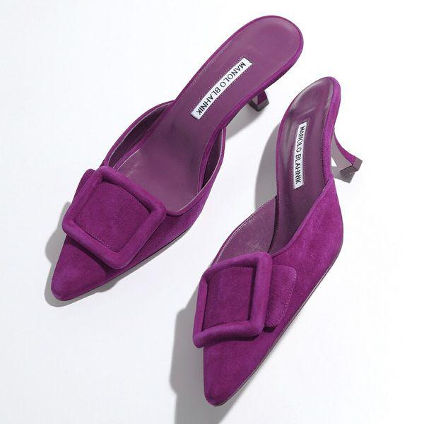 マノロブラニク ミュール ミュール ポインテッドトゥ スエード 緑 マノロブラニク ミュール ミュール ポインテッドトゥ スエード 緑