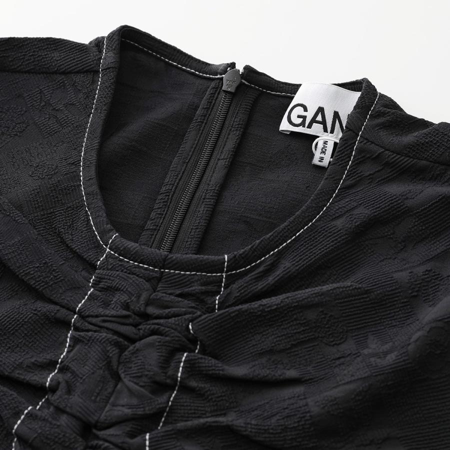 GANNI ガニー ブラウス Stretch Jacquard Ruched Blouse F7369 6595  