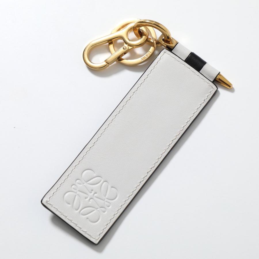 LOEWE ロエベ キーホルダー GATE LOEWE CHARM 111.28.100 レディース バッグチャーム アナグラム ロゴ レザー  キーリング 1102/BLACK/WHITE