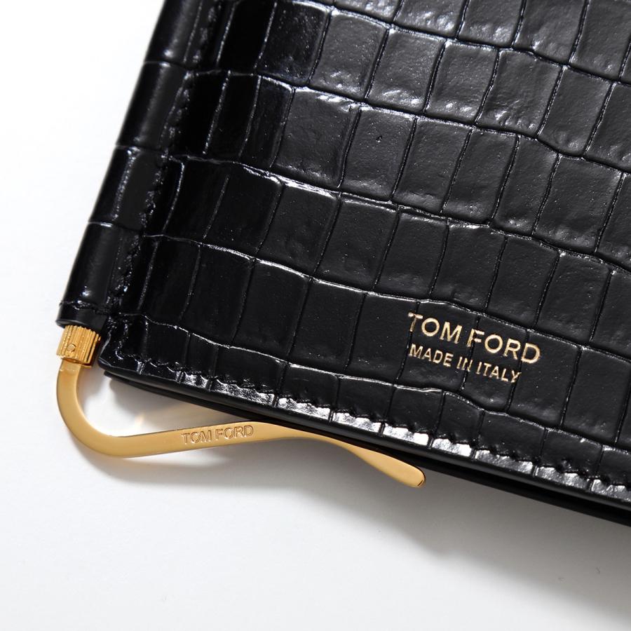 TOM FORD トムフォード 二つ折り財布 Y0231 LCL239G LCL239S メンズ クロコ型押し レザー マネークリップ付き 小銭入れなし ミニ財布 ロゴ カラー7色｜s-musee｜23