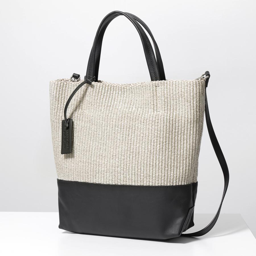 【美品】MARCO MASI　カゴトート　ラフィア×レザー　ブラック　メッシュ MARCO MASI マルコマージ トートバッグ 2863 RAFIA×LEATHER