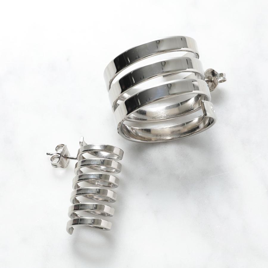 【美品】MM6 マルジェラ　ピアス　シルバー　ボリューム トーン 美品】MM6 マルジェラ ピアス シルバー ボリューム トーン エムエム