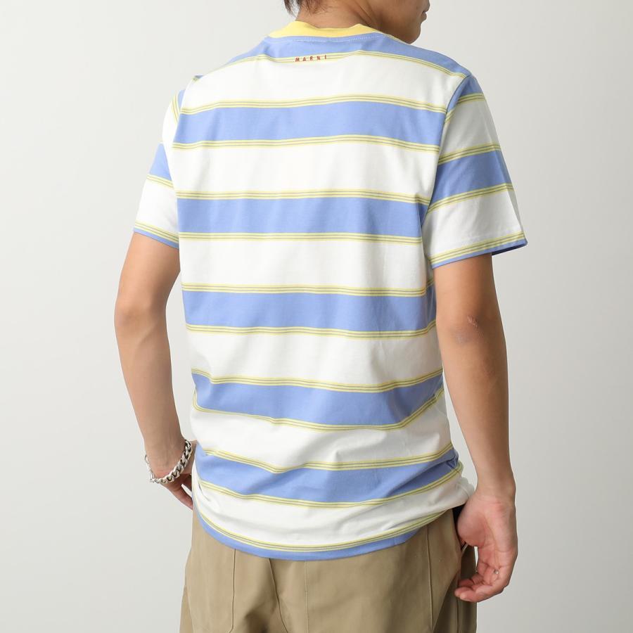 MARNI マルニ Tシャツ 【1枚単品】HUMU0151EX UTC220 メンズ 半袖 ボーダー ストライプ クルーネック カットソー コットン ロゴ刺繍 カラー3色｜s-musee｜07